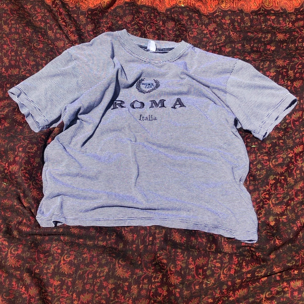 Blue Striped Roma Italia T-Shirt